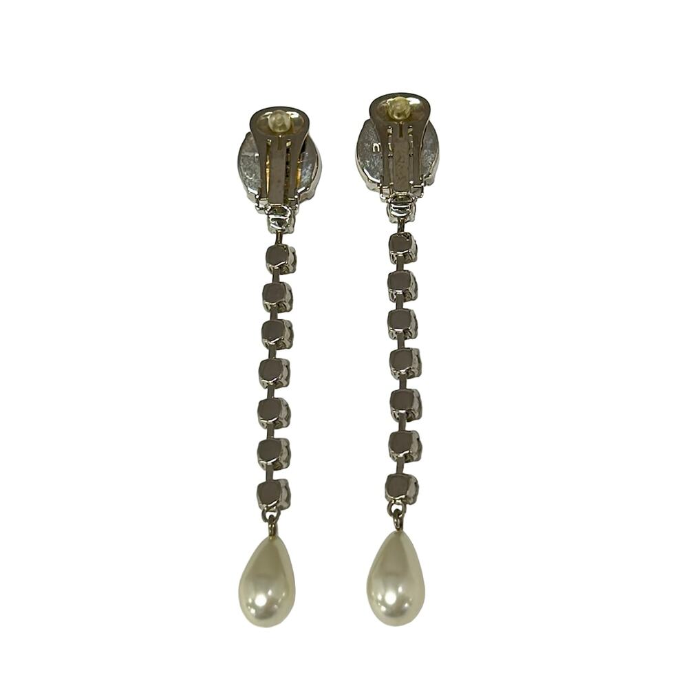 Miu Miu Clip On Earrings Silver Clear White - Picture 2 of 3